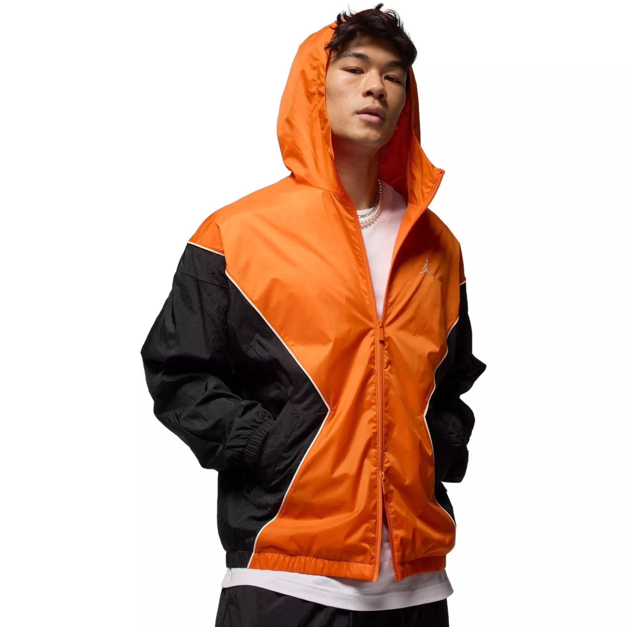 Jordan Brooklyn Men's Windbreaker Hooded Jacket - Orange